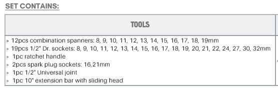 Hylsnyckelsats 1/2" (36 delar)