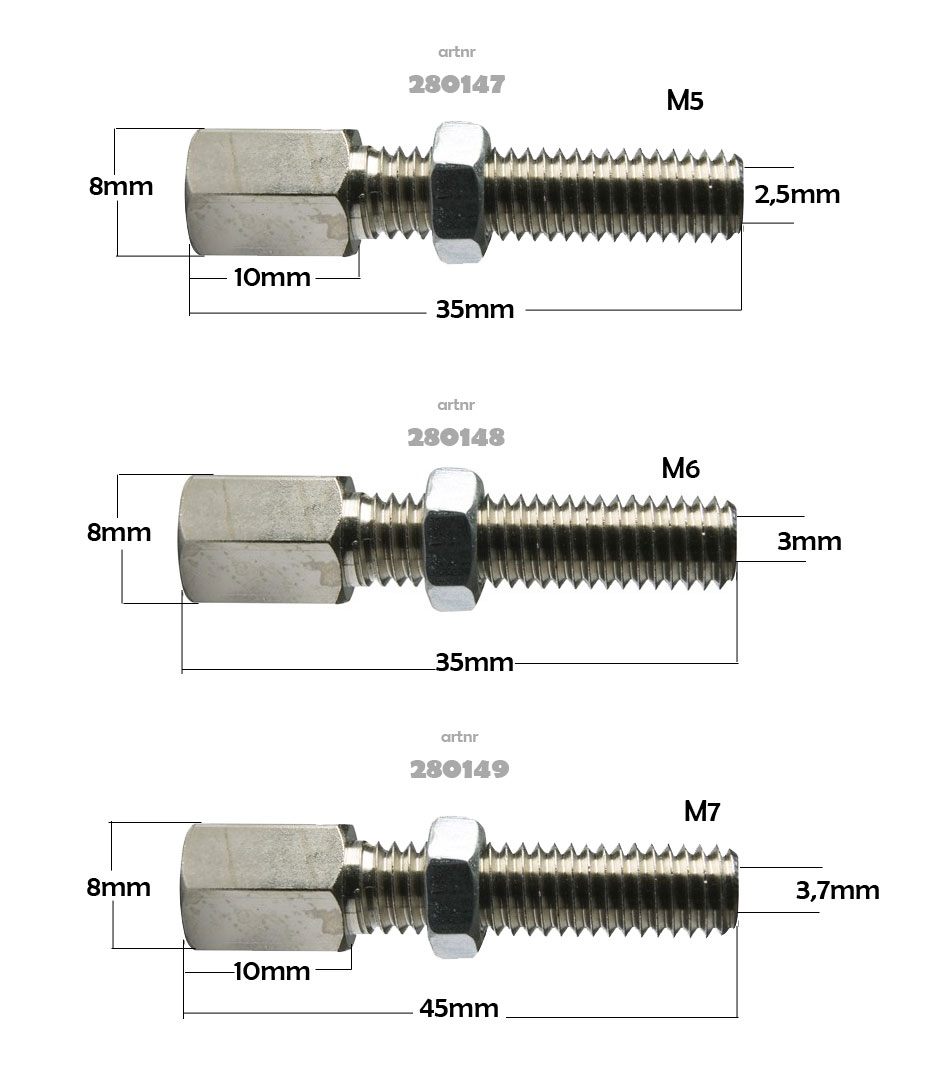 Justerskruv - Gänga: 6mm, Längd: 35mm