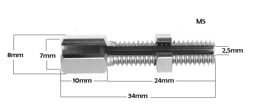 Justerskruv M5 (med skåra för wire), 2-pack