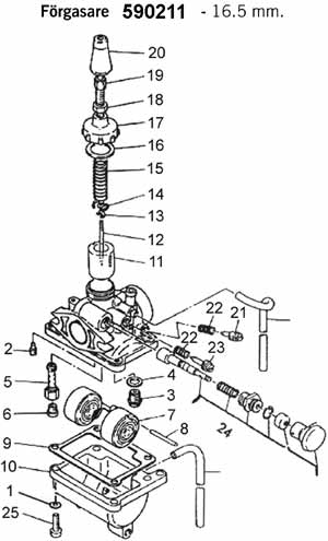 Luftskruv, mikuni 16,5mm (Honda/Yamaha)