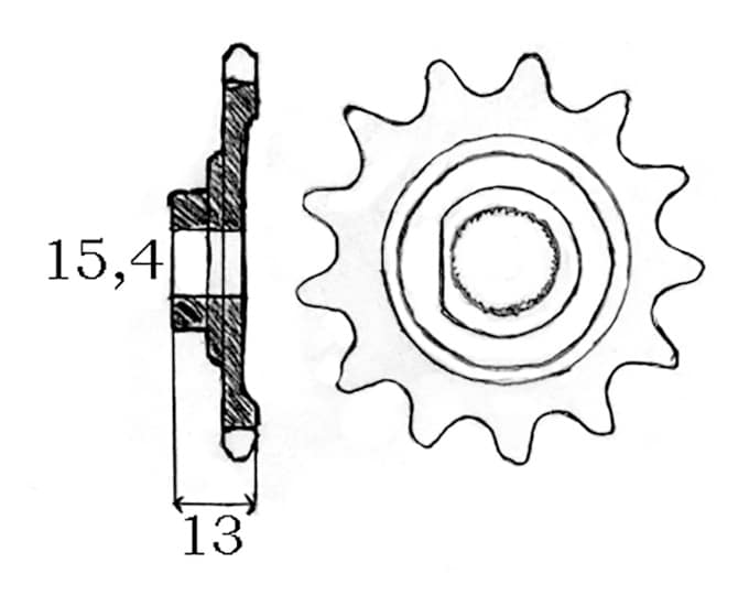 Framdrev 14 kugg (Zündapp 4/5vxl) Stora splines