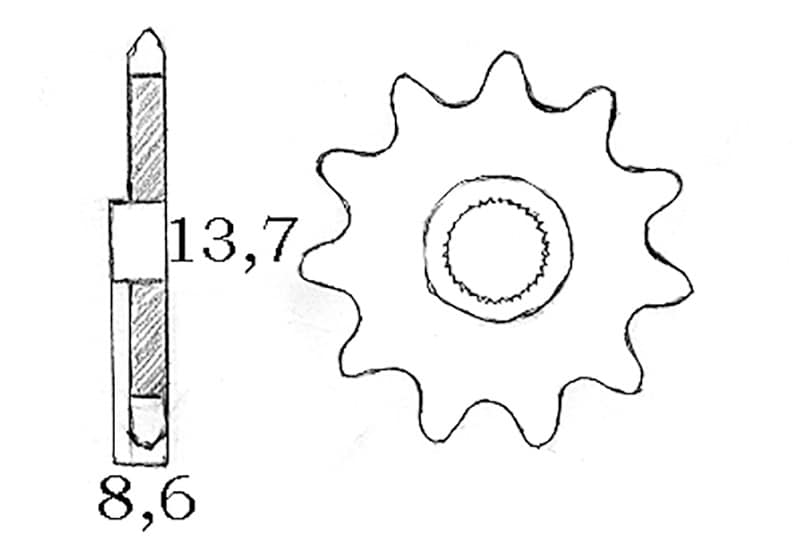 Framdrev 13 Kugg (Zündapp Kompis/Mustang) Splines