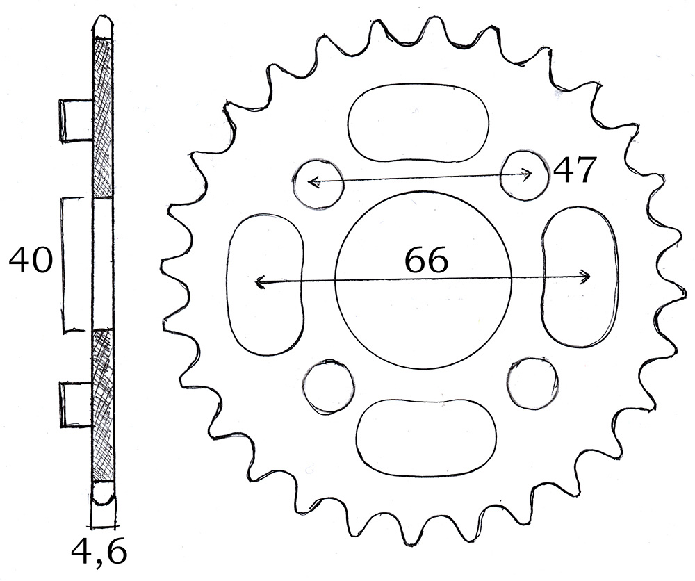 Bakdrev 34 kugg, (MCB Compact m.fl.)