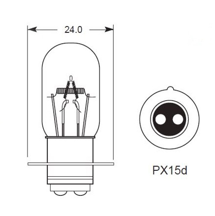 Glödlampa PX15D 6V 25/25W